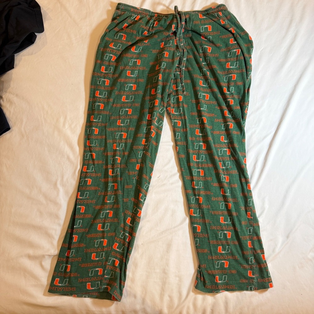 Starter Miami Hurricanes NCAA Lounge Pants Mens Medium Green Go Canes Pajamas